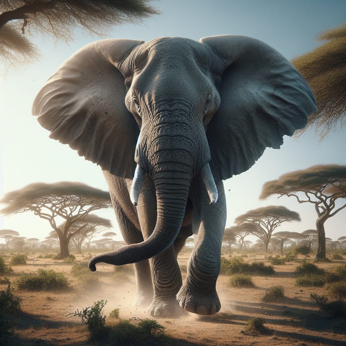 Majestic Elephant in Savanna Habitat