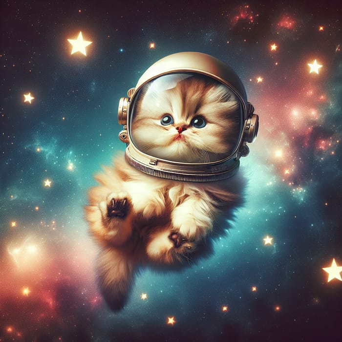 Super Adorable Space Cat with Shiny Helmet