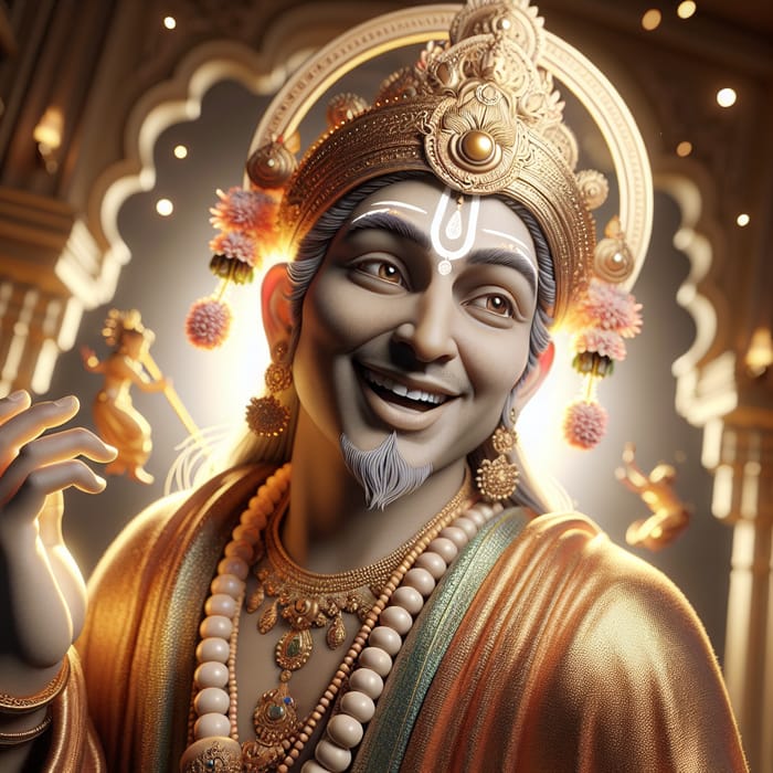 3D Rendered Illustration of Historical Figure Resembling Lord Krishna