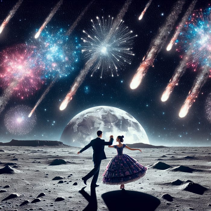 Quinceañera Dancing with Dad on Moon as Meteorites Explode