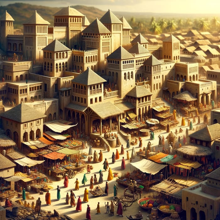 Vibrant Medieval African City Life
