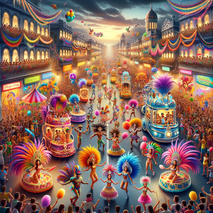 Vibrant Carnival Festivities: Colorful Costumes & Floats