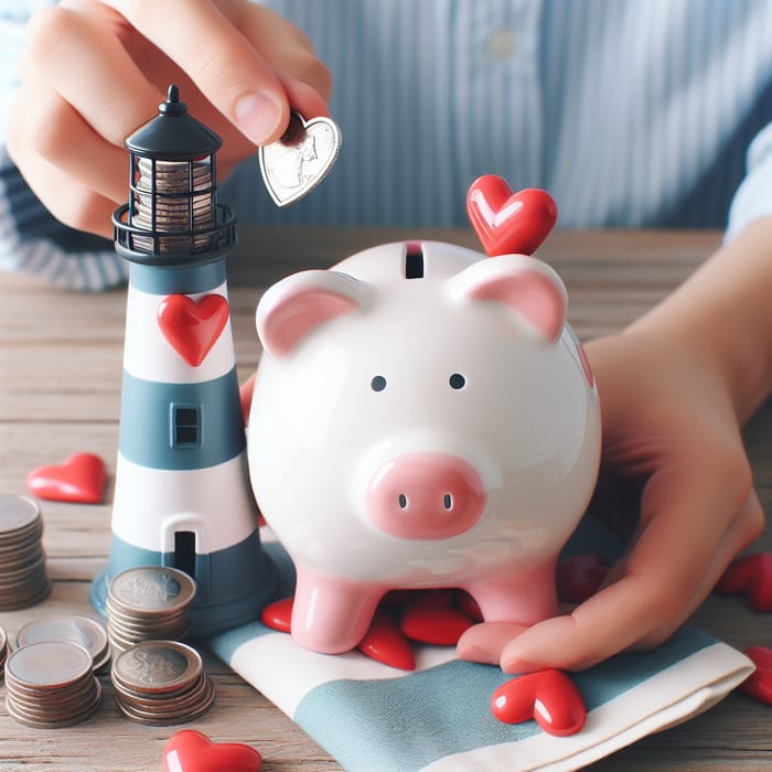 Lighthouse Piggy Bank: Heart Savings - Financial Planning