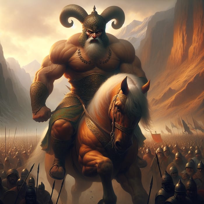 Dhul-Qarnayn: Warrior Masked with Two Horns - Hyperrealism Masterpiece