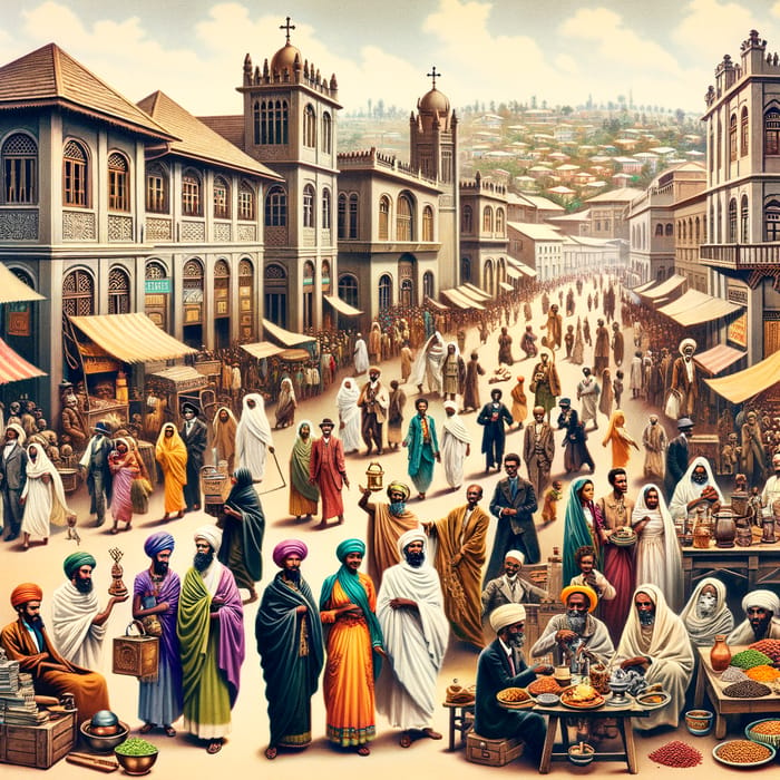 Cultural Fusion in Old Addis Ababa - Diverse Ethnicity in Historical Setting