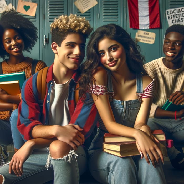 First Love: Teenagers at School with Friends