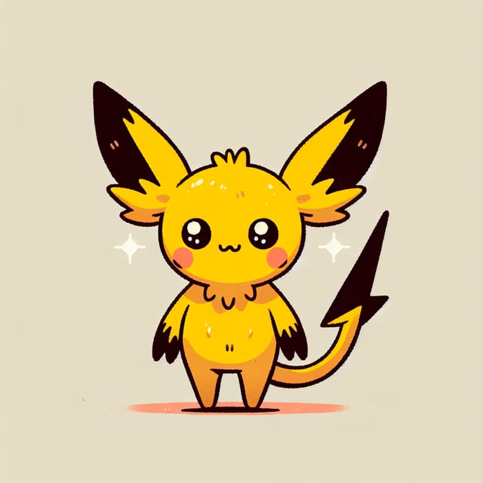 Cute Yellow Creature | Pointy Ears, Black Tips & Thunderbolt Tail
