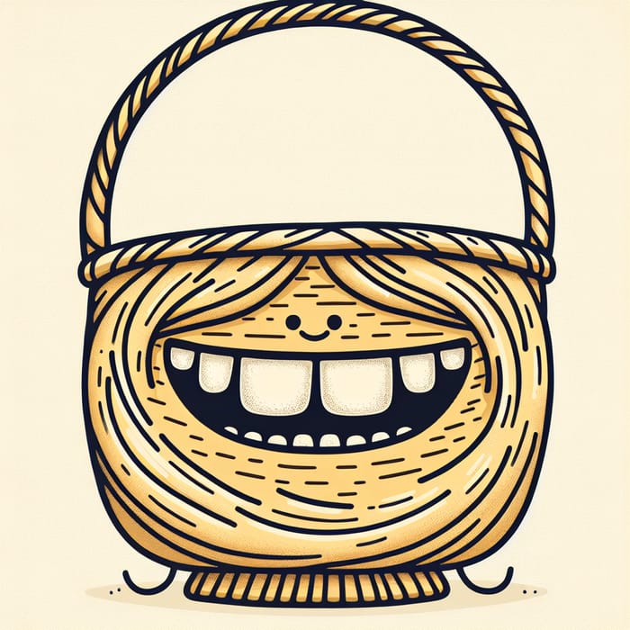 Smiling Basket with Long Teeth and Blond Hair