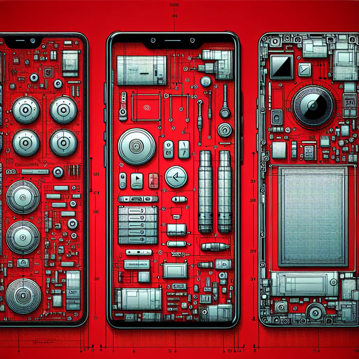 High-Resolution Smartphone Drawings, Red Background