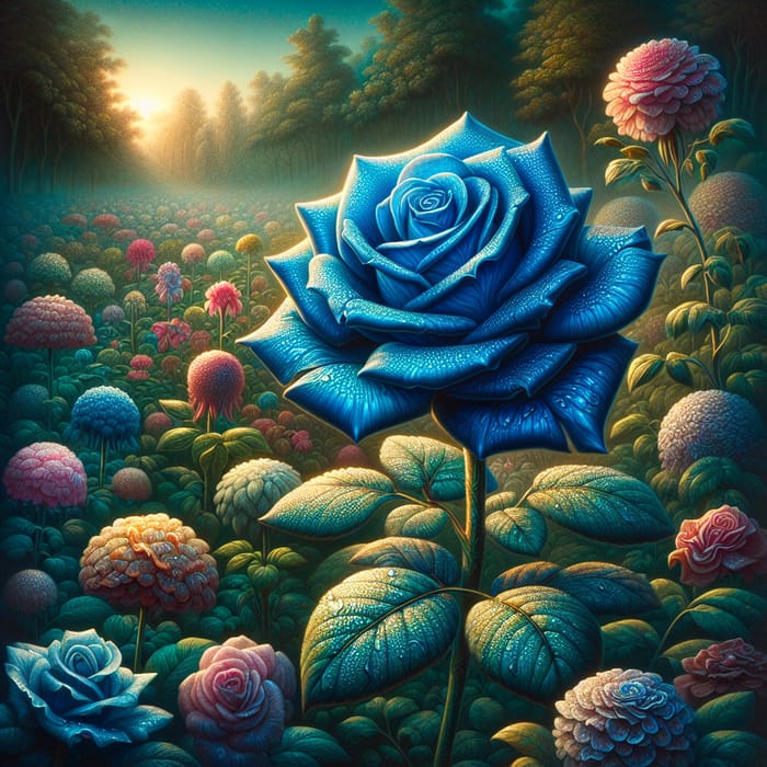 Blue Rose Garden Scene - Stunning & Unique Floral Display