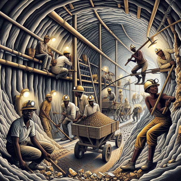 Labor-Intensive Diamond Mining Illustration