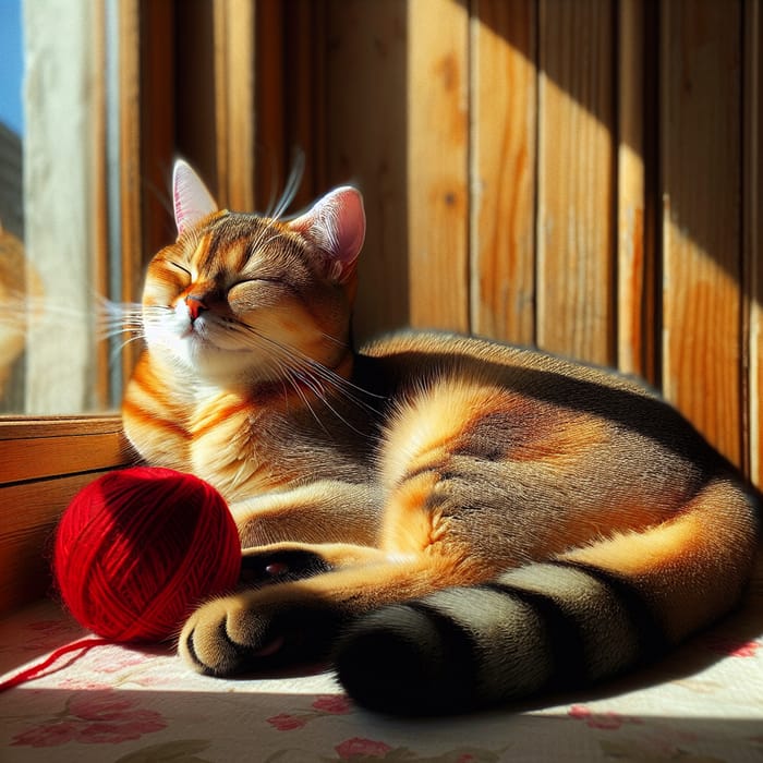 Beautiful Cat Basking in Sunlight