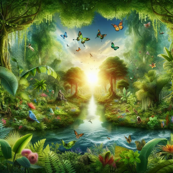 Garden of Eden - Lush Greenery, Vibrant Wildlife