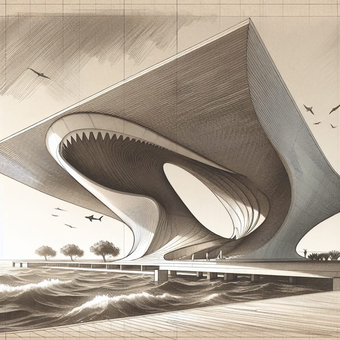 Shark Pavilion Art Drawing: Captivating Architectural Design
