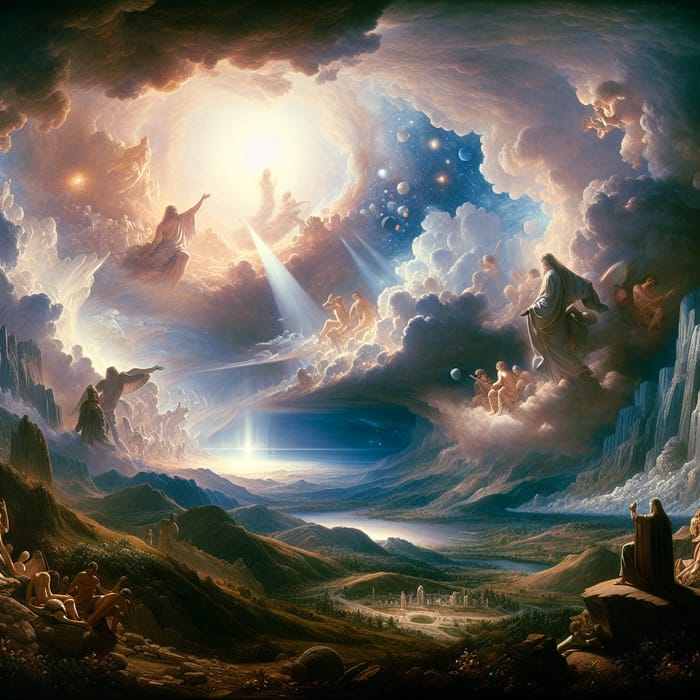 Genesis 1: Magnificent Cosmic Birth in Renaissance Style