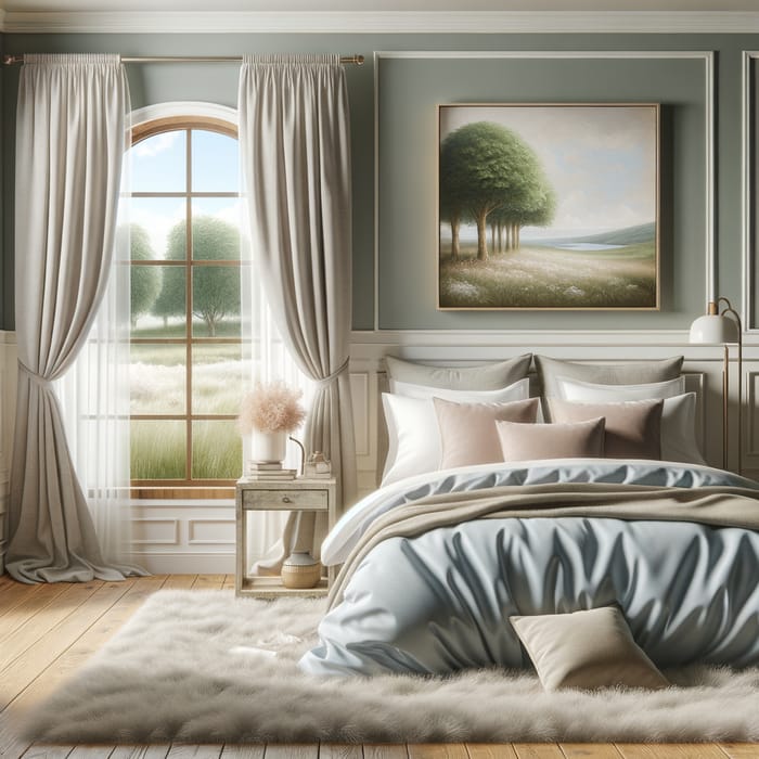 Serene Bedroom Decor: Cozy Retreat with Pastel Tones