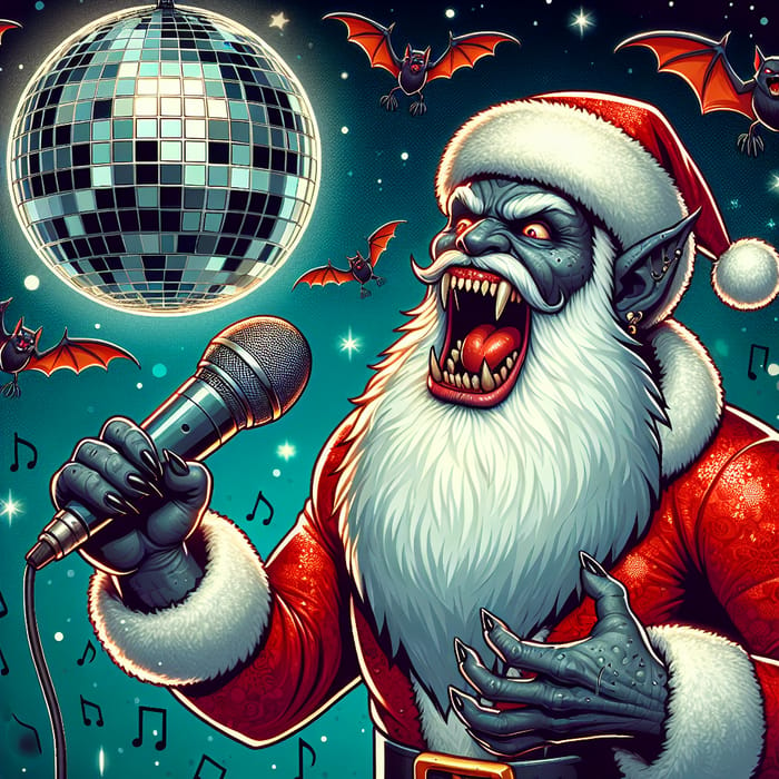 Vampire Santa Karaoke: Singing Vampiric Grandfather Frost with Glowing Disco Ball & Bat Flight