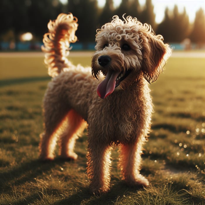 Cheerful Medium-Sized Dog Enjoying the Sunny Lawn