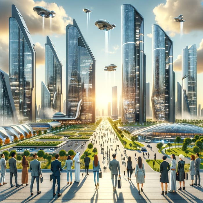 Future Cityscape: Futuristic Skyscrapers & Green Spaces
