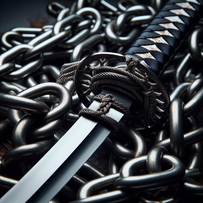 Katana Wrapped in Chains - Japanese Sword Imagery