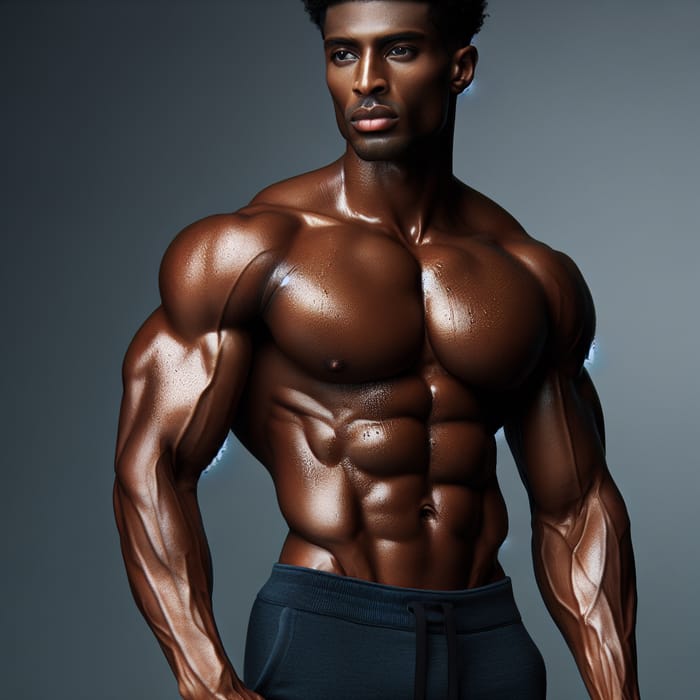 Muscular Black Man, Strong African American Exudes Power, AI Art  Generator