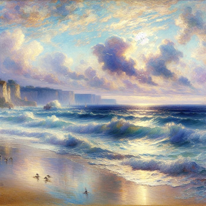 Impressionist Ocean Artwork - Serene Water and Colorful Waves
