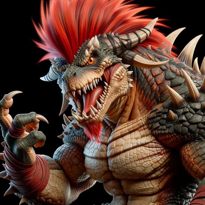 Bowser: Intimidating Reptilian Creature in Battle-Ready Pose