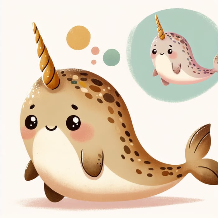 Charming Cartoon Narwhal in Scandinavian Style – Whimsical Design