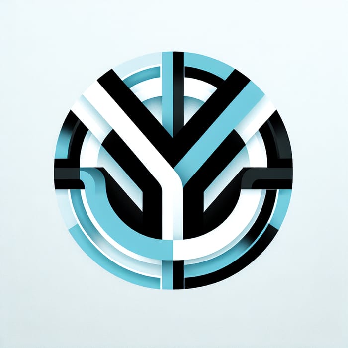 Creative Logo Design with 'YOU' Blending Light Blue, Black, White