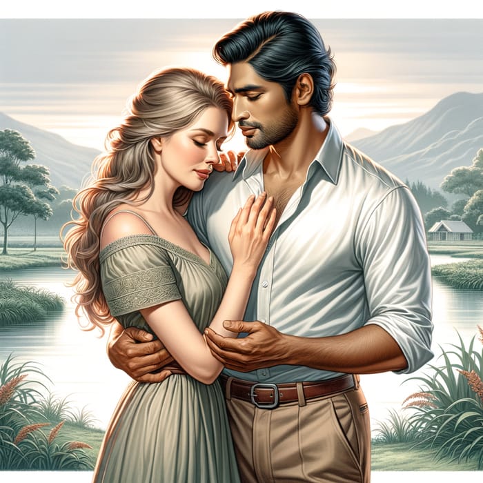 Romantic Love Image with Couple in Serene Setting