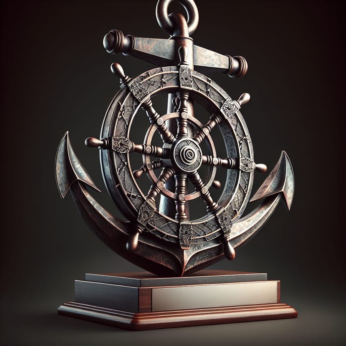 Elegant Trophy with Ship's Anchor and Nautical Wheel Detail