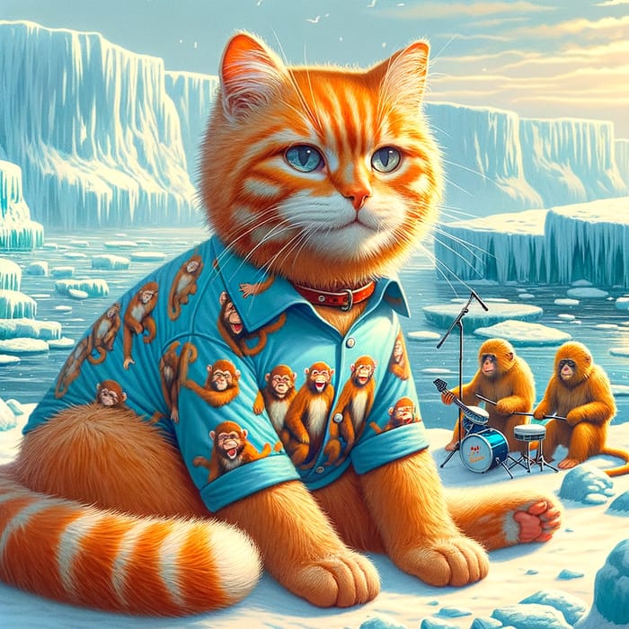 Ginger Cat in Arctic Monkeys Shirt - Cute Feline Fashion