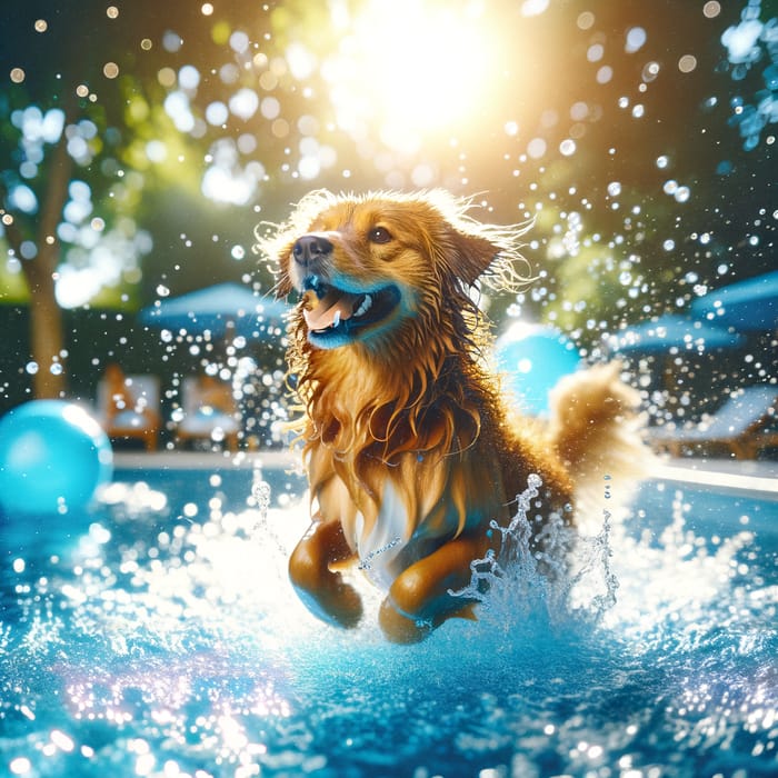 Fun in the Sun: Dog Splashing in a Pool