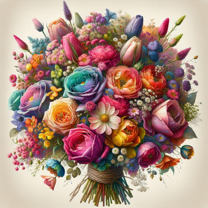 Vibrant Floral Bouquet Watercolor | Colorful Flowers Painting