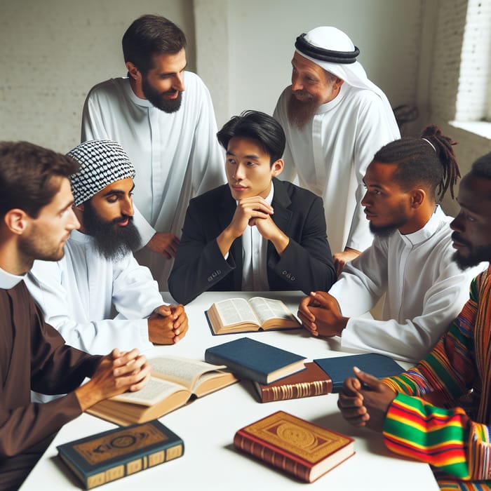 Diverse Men in Intense Religious Dialogue