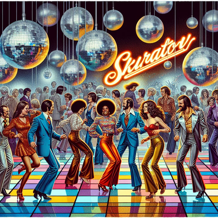 Disco Party in the 70s with Energetic Dancefloor Atmosphere