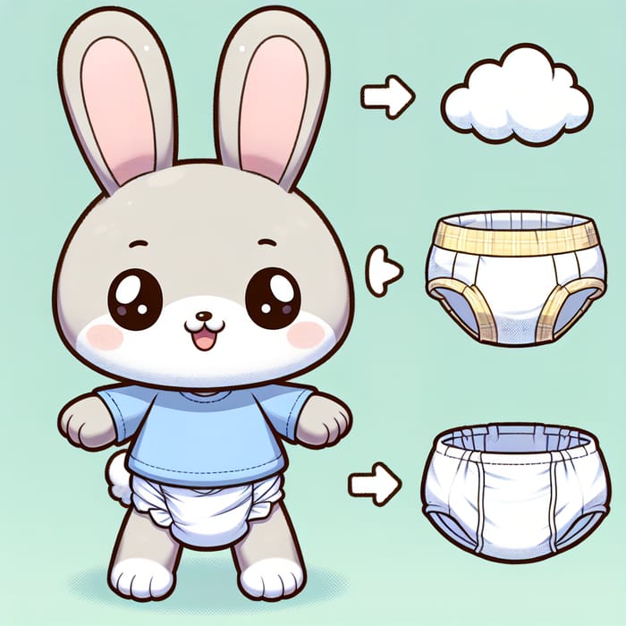 Adorable Baby Rabbit in Diapers - Cute Cartoon Character