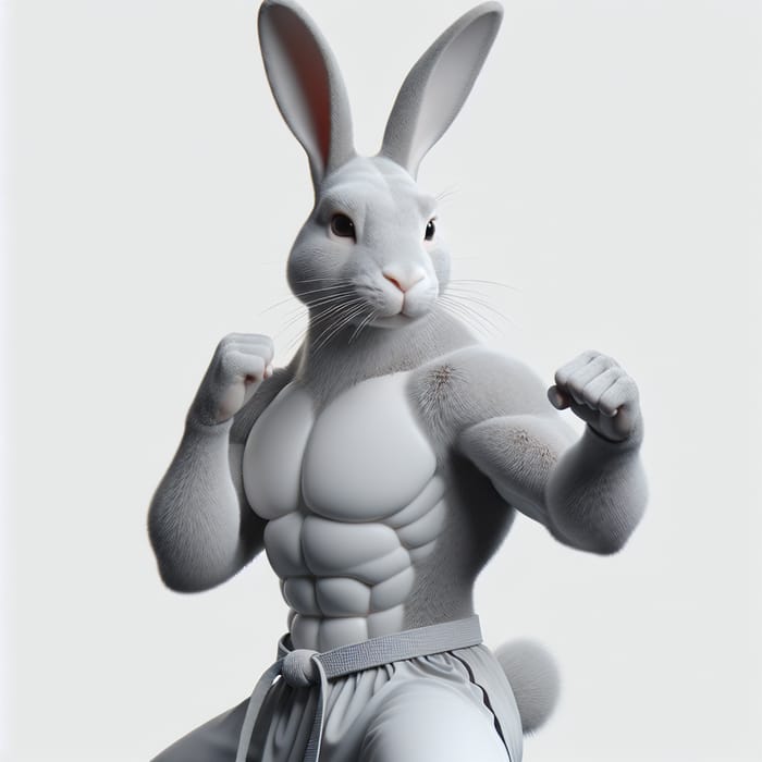 Dynamic 3D Animated Rabbit in Taekwondo Stance