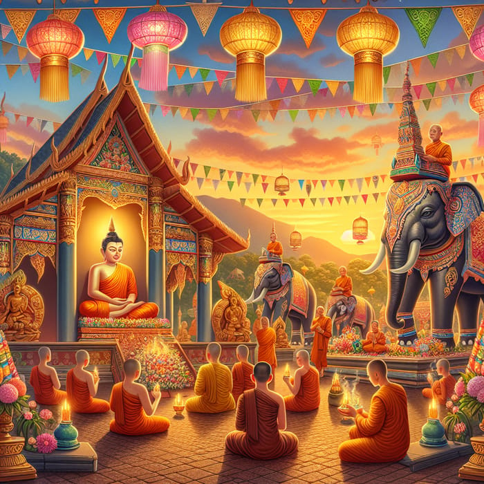 Happy Vesak: Serene Buddha Day Illustration