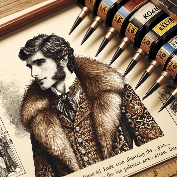 Man in Period Clothing and Fur: Detailed Illustration