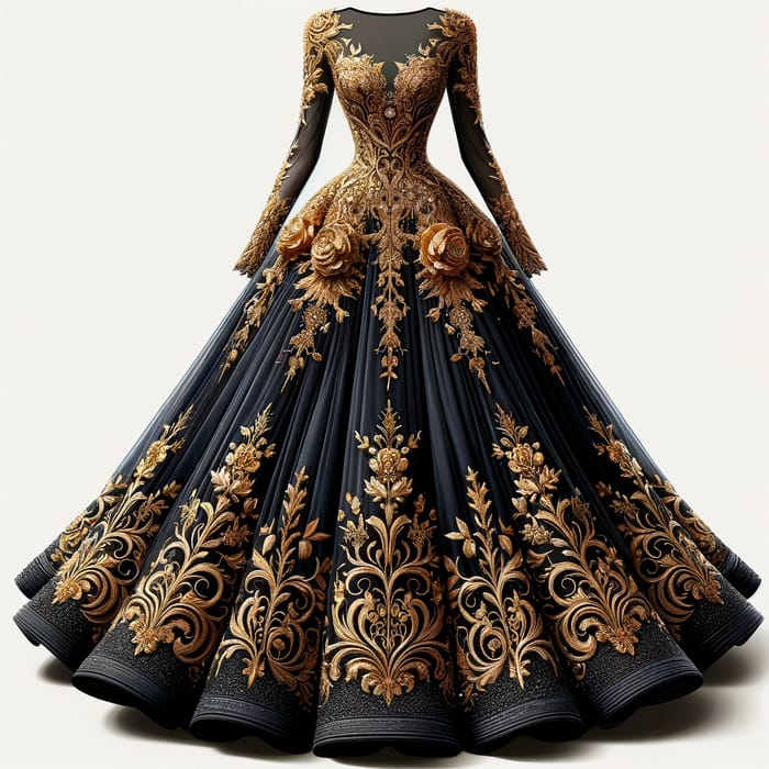 Elegant Black and Gold Dress - Timeless Fashion Elegance