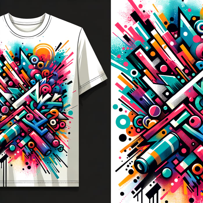 Vibrant Graffiti T-Shirt Design | Abstract Spray Paint Art