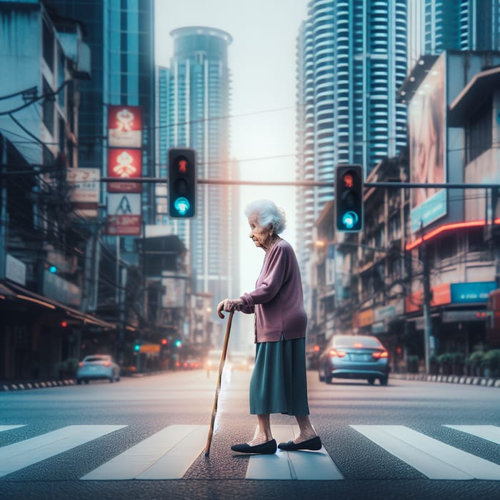 Elderly Grandma Crossing Street