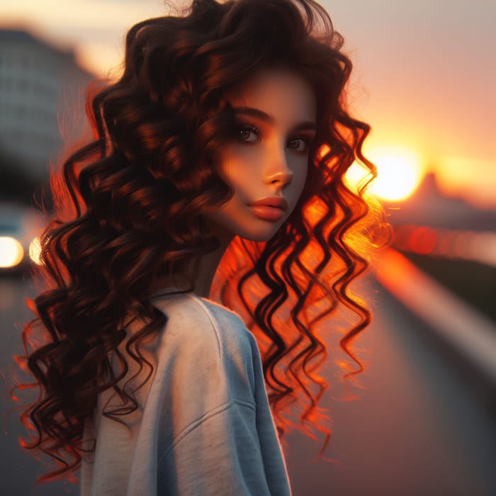 Surreal Sunset with Stunning Brunette and Defining Curls