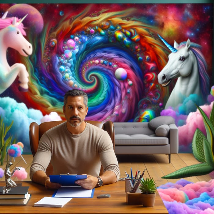 Hispanic Male Therapist Embracing Fantastical World of Rainbows, Unicorns & More | Therapy Services