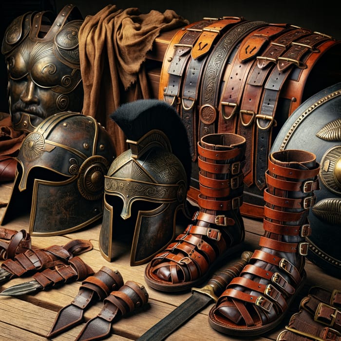 Gladiator Leather Gear on Historic Table