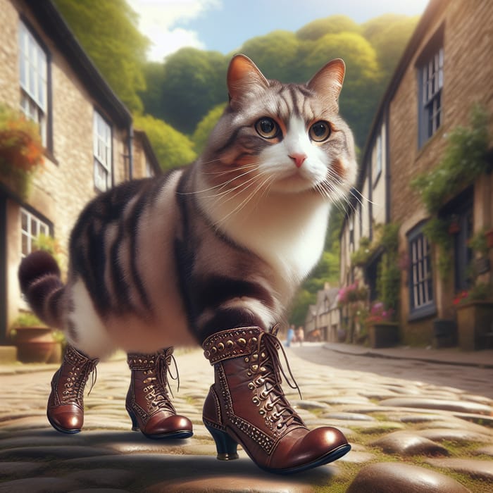 Stylish Cat Prowling in Boots