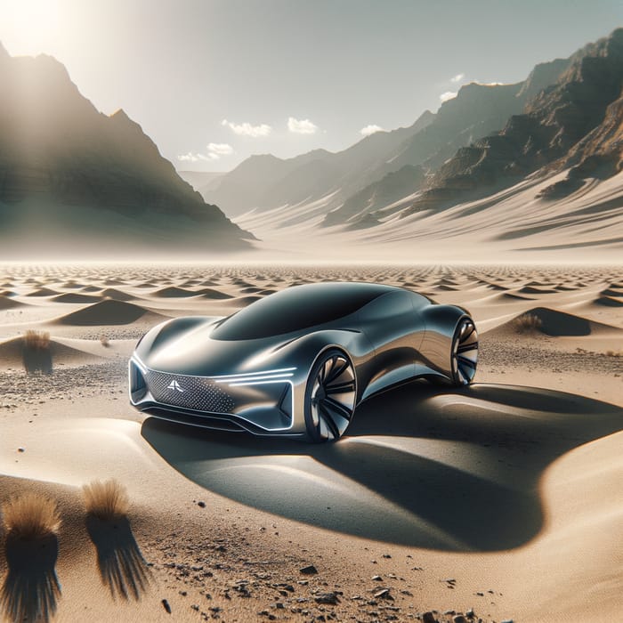 Futuristic Car in Desert Landscape | Innovative Design Scene