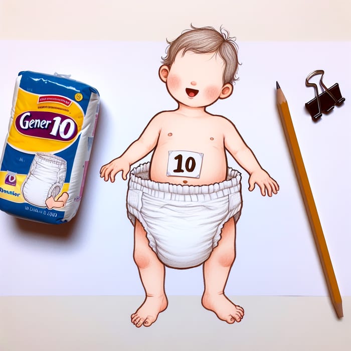 10-Year-Old Child in Pampers Baby Dry Diapers
