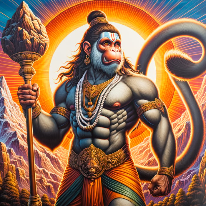 Hanuman - Hindu Monkey Deity Artwork with Great Strength
